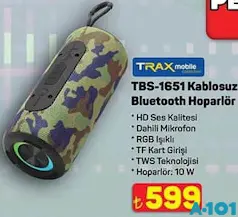 TRAX TBS-1651 KABLOSUZ BLUETOOTH HOPARLÖR fiyat ve kampanya bilgisi